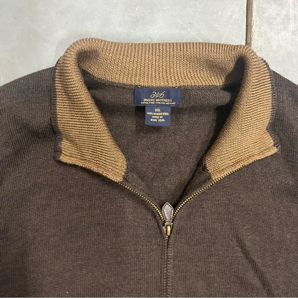Brooks Brothers 346 Fine Italian Merino Wool Zip Front High Neck‎ Men’s Vest XXL